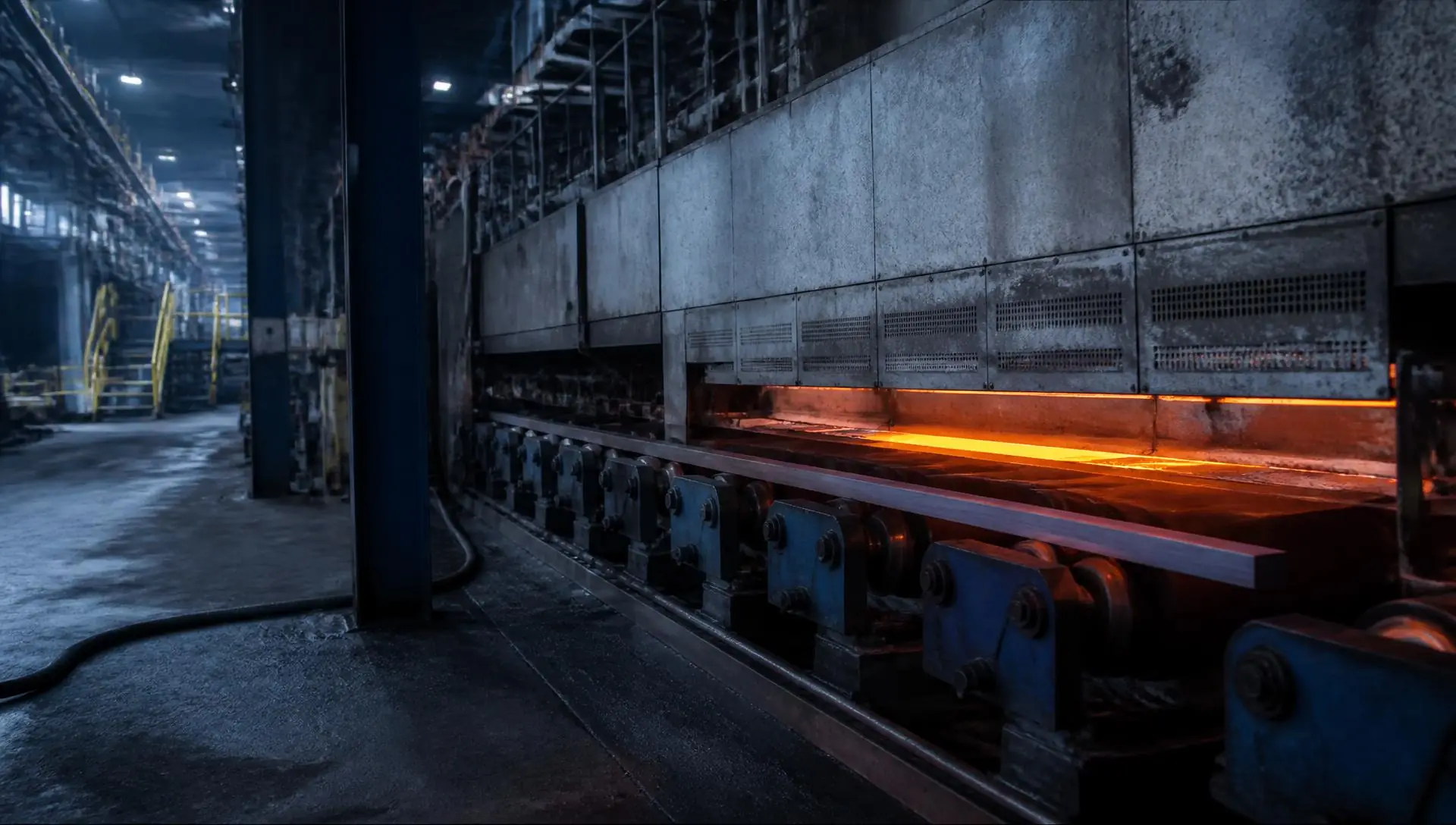 Linha de produção industrial em operação